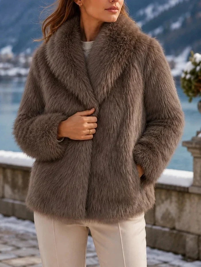 Demi - Winterjas Dames Pluizig met Grote Kraag Knus en Glamoureus