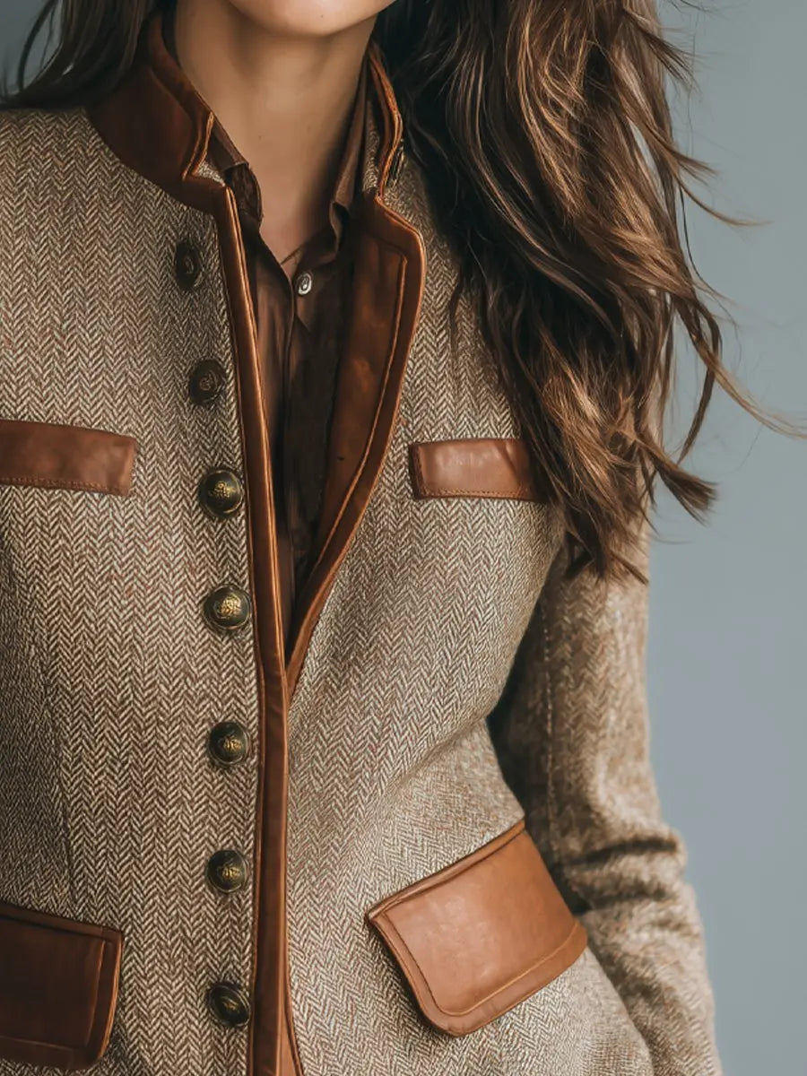 Esmee - Blazer Dames Getailleerd met Visgraat en Knopen Warm en Strak