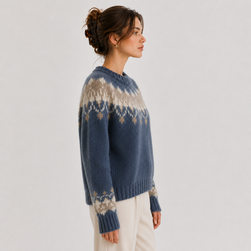 Femke - Trui Dames Oversized met Noors Patroon Warm en Minimalistisch