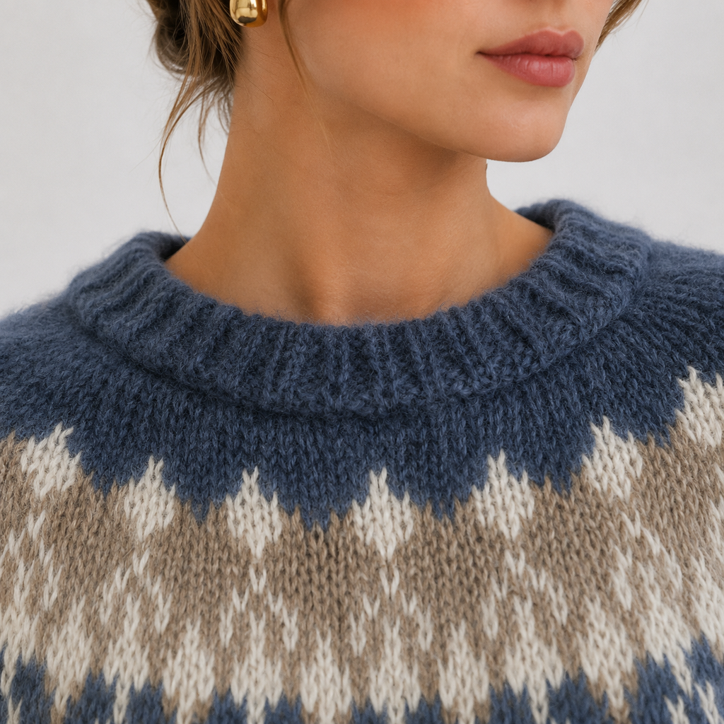 Femke - Trui Dames Oversized met Noors Patroon Warm en Minimalistisch