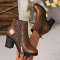 Hilde - Enkellaarzen Dames met Blokhak en Crocoprint Stoer en Elegant