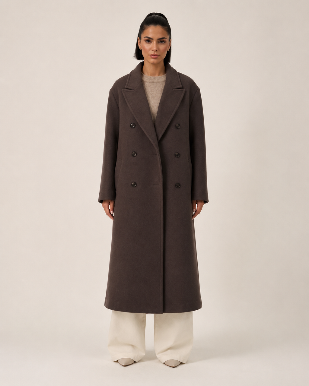 Hester - Winterjas Dames Lang Oversized met Dubbele Knopenrij Warm en Stoer