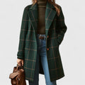 Ymke - Tussenjas Dames Lang Geruit met Knoopsluiting Warm en Chic