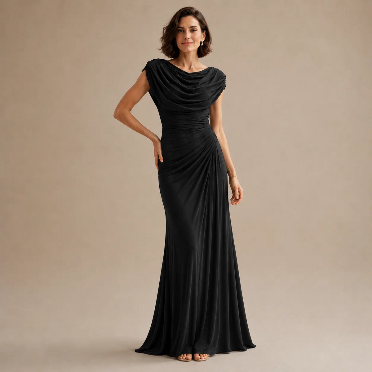 Rianne - Maxi Jurk Dames met Gedrapeerde Cowlhals Zacht en Stijlvol