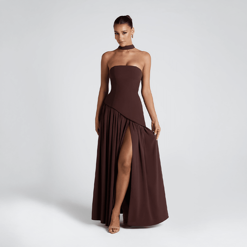 Noor - Maxi Jurk Dames Strapless met Split voor Gala Stralend en Chic