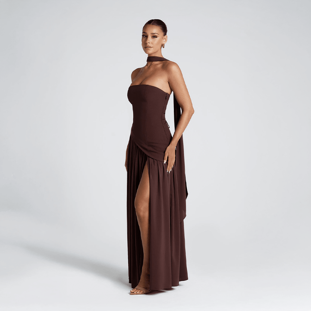 Noor - Maxi Jurk Dames Strapless met Split voor Gala Stralend en Chic