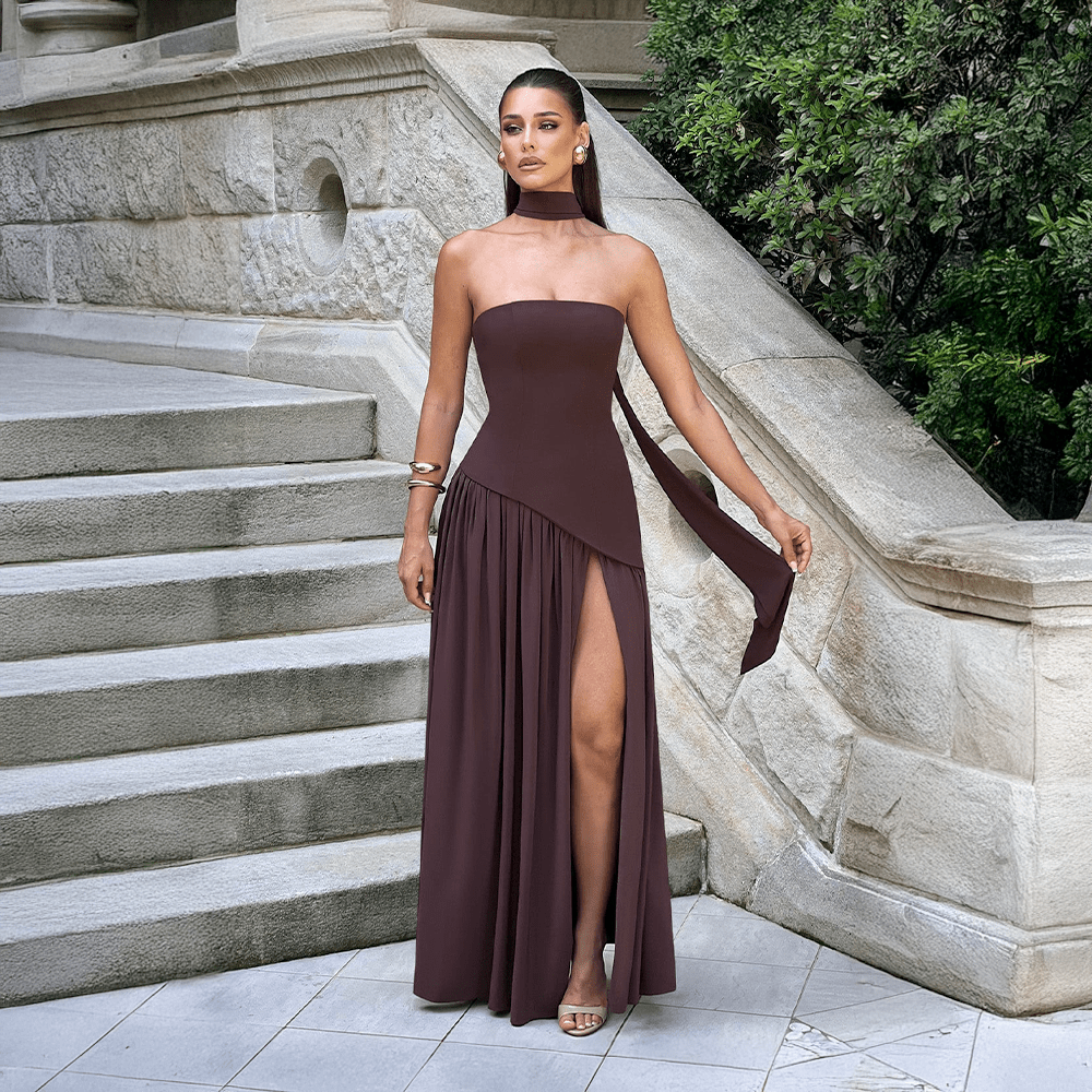 Noor - Maxi Jurk Dames Strapless met Split voor Gala Stralend en Chic