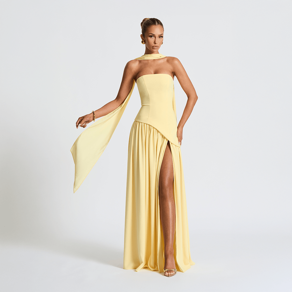 Noor - Maxi Jurk Dames Strapless met Split voor Gala Stralend en Chic