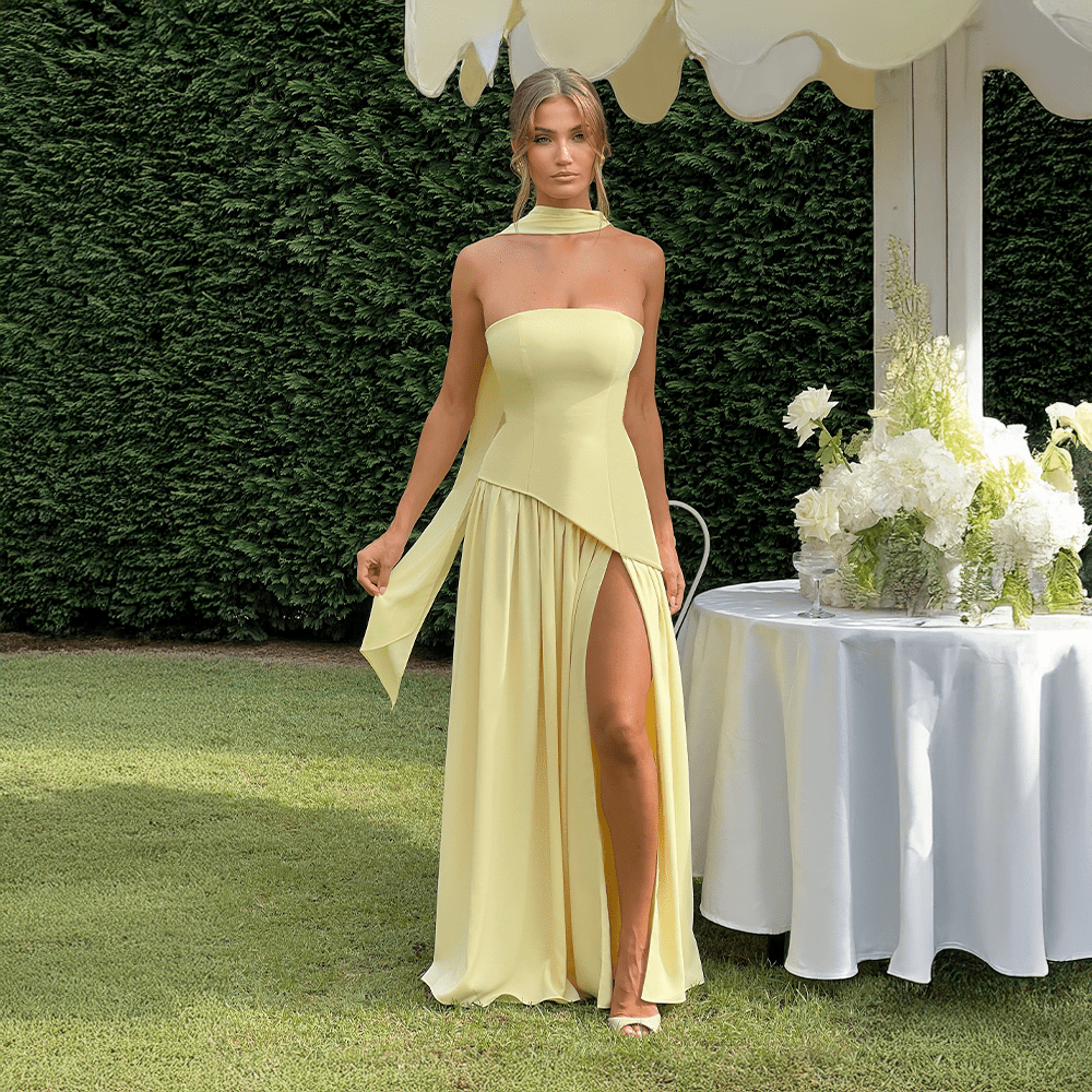 Noor - Maxi Jurk Dames Strapless met Split voor Gala Stralend en Chic