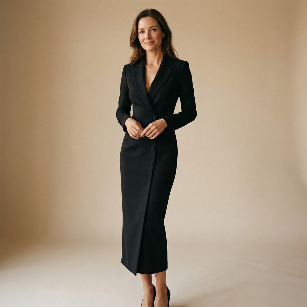 Kirsten - Blazerjurk Dames Midi met Overslag Stralend en Glamoureus