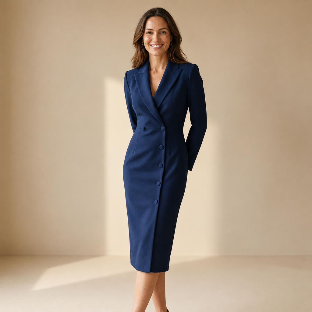 Kirsten - Blazerjurk Dames Midi met Overslag Stralend en Glamoureus