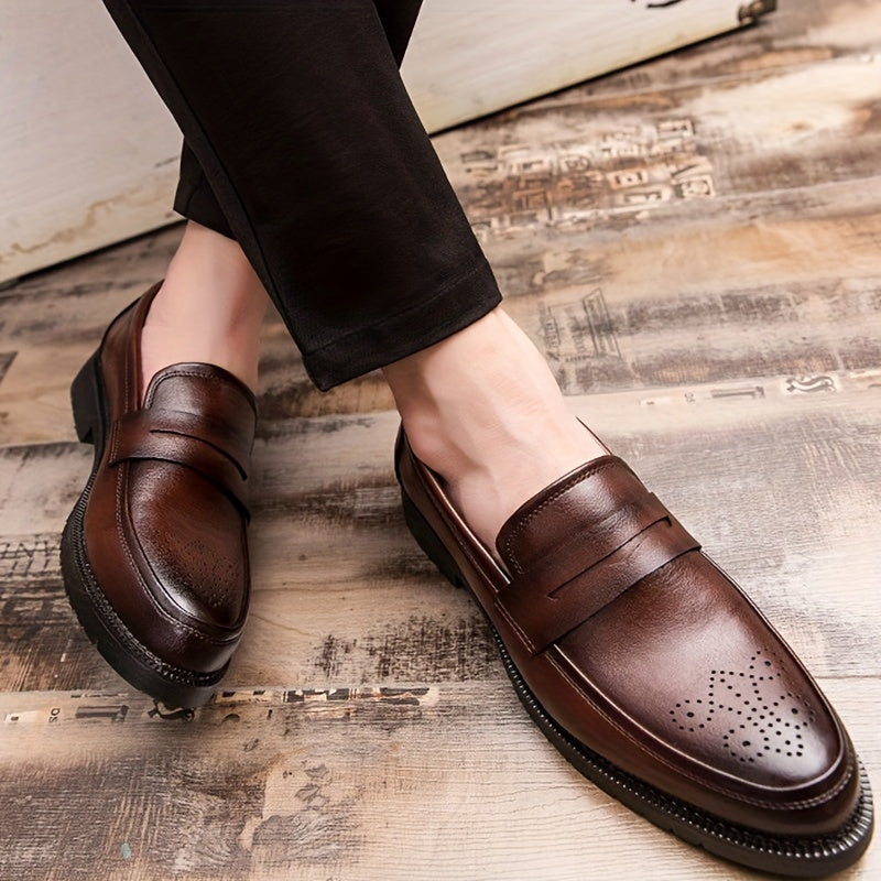 Guus - Loafers Heren Instappers met Brogue Detail en Band Klassiek