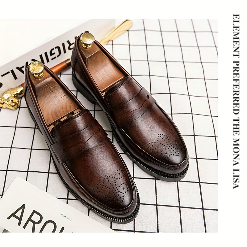 Guus - Loafers Heren Instappers met Brogue Detail en Band Klassiek