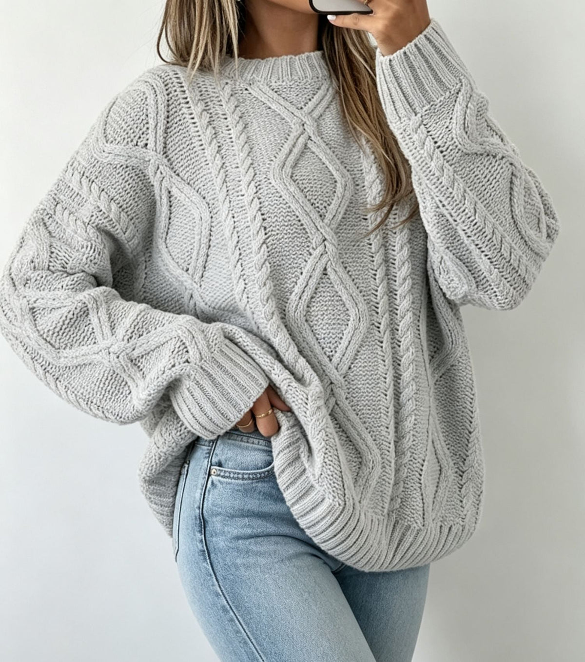 Maaike - Trui Dames Oversized Gebreid met Kabelpatroon Warm en Tijdloos