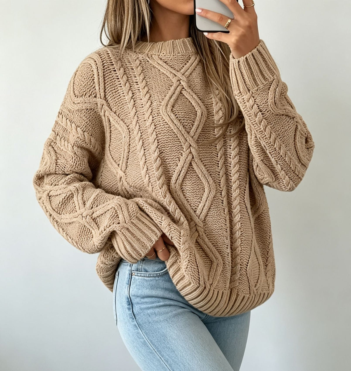 Maaike - Trui Dames Oversized Gebreid met Kabelpatroon Warm en Tijdloos