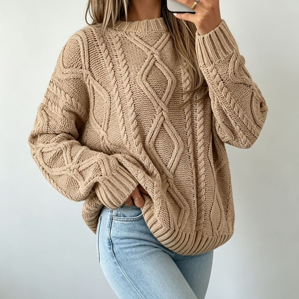 Maaike - Trui Dames Oversized Gebreid met Kabelpatroon Warm en Tijdloos