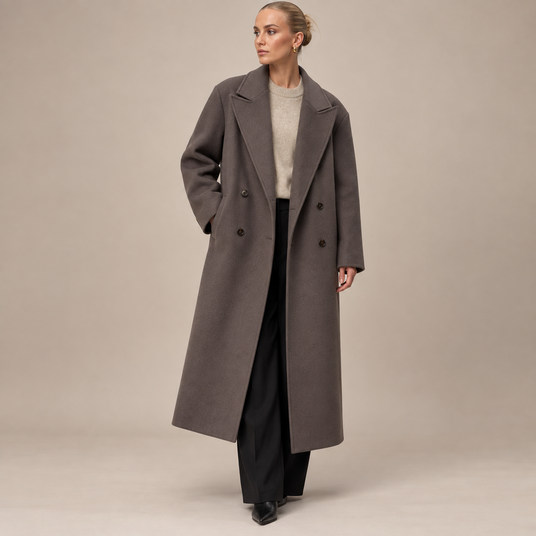 Annick - Winterjas Dames Lang Oversized met Reverskraag Warm en Stijlvol