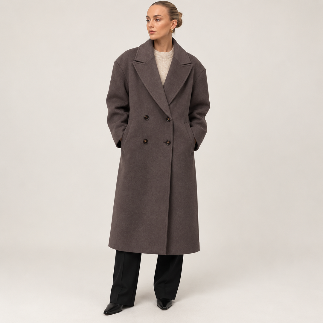 Annick - Winterjas Dames Lang Oversized met Reverskraag Warm en Stijlvol