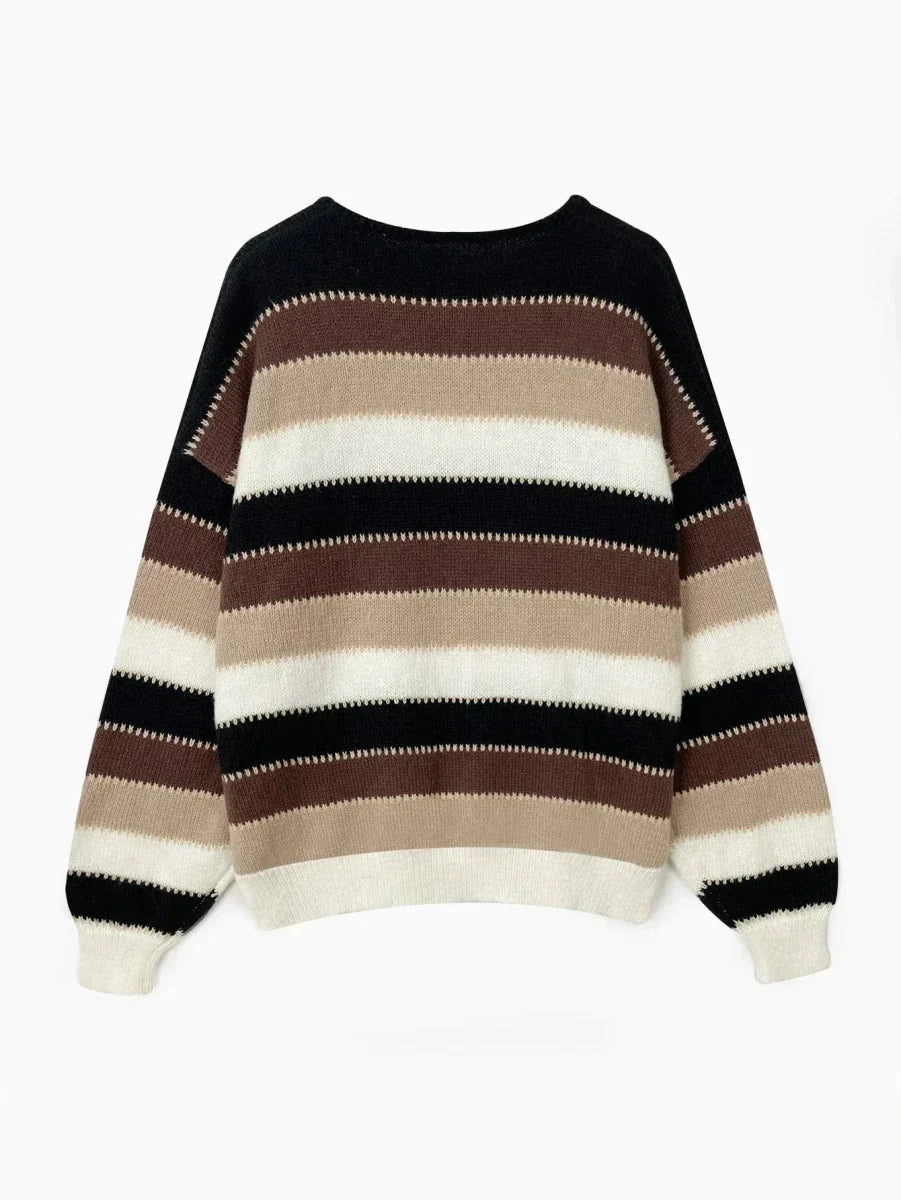 Margriet - Trui Dames Oversized Gestreept met Wijde Mouwen Zacht