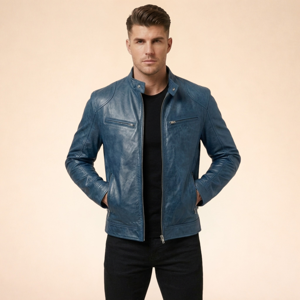 Pieter - Jas Mannen Biker Model met Rits Zelfverzekerd en Sportief
