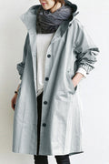 Brechtje - Regenjas Dames Lang Oversized met Capuchon en Knopen Chic