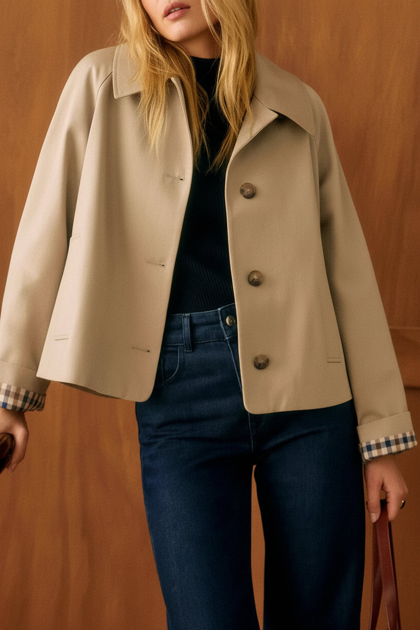 Puck - Tussenjas Dames Trenchcoat Kort Oversized Praktisch en Elegant