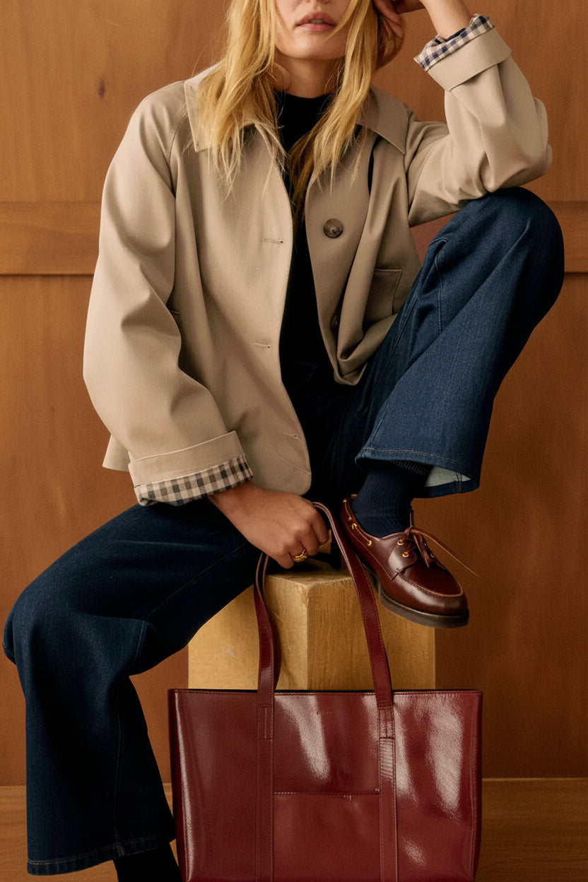 Puck - Tussenjas Dames Trenchcoat Kort Oversized Praktisch en Elegant