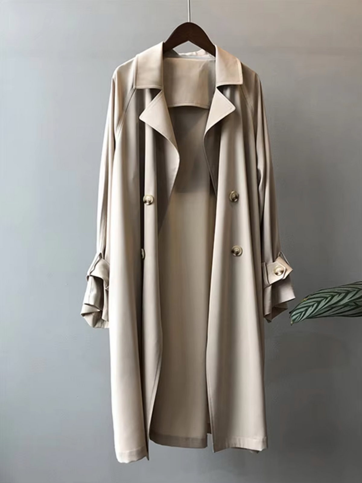 Britt - Tussenjas Dames Trenchcoat Lang met Dubbele Knopenrij Elegant