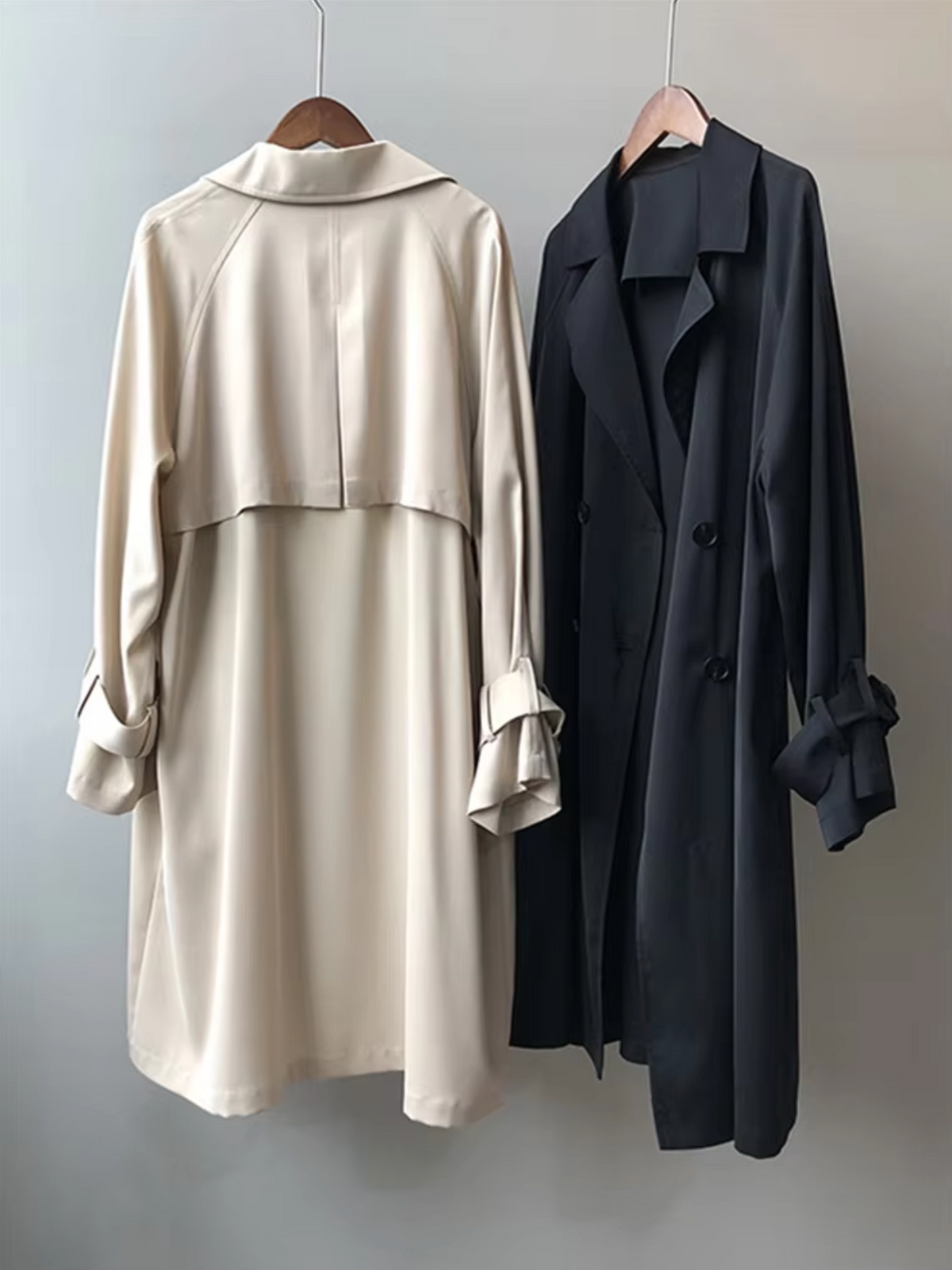 Britt - Tussenjas Dames Trenchcoat Lang met Dubbele Knopenrij Elegant