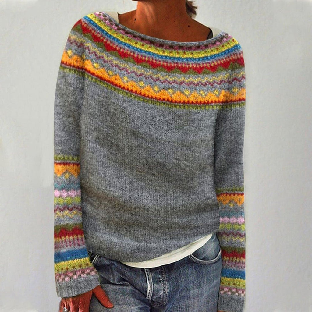 Elin - Trui Dames Gebreid met Fair Isle Patroon Zacht en Nonchalant