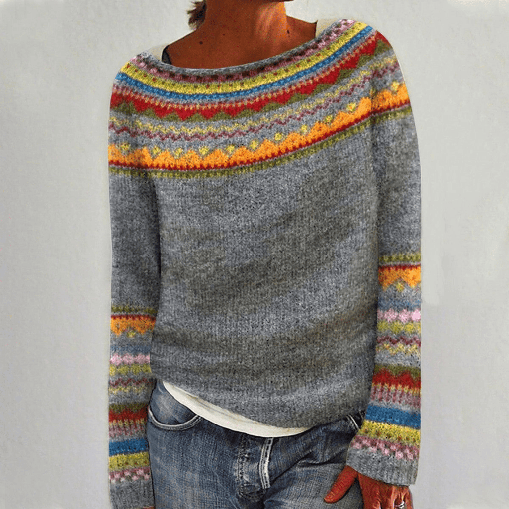 Elin - Trui Dames Gebreid met Fair Isle Patroon Zacht en Nonchalant