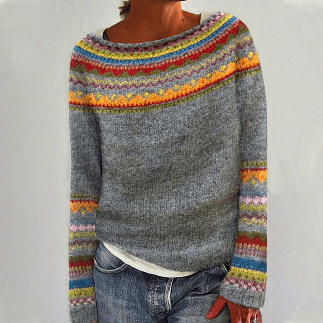 Elin - Trui Dames Gebreid met Fair Isle Patroon Zacht en Nonchalant