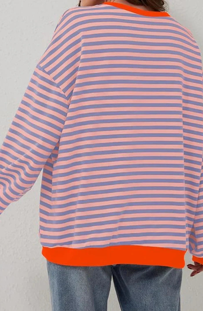 Inge - Trui Dames Gestreept met Contrastboorden Comfortabel en Verfijnd