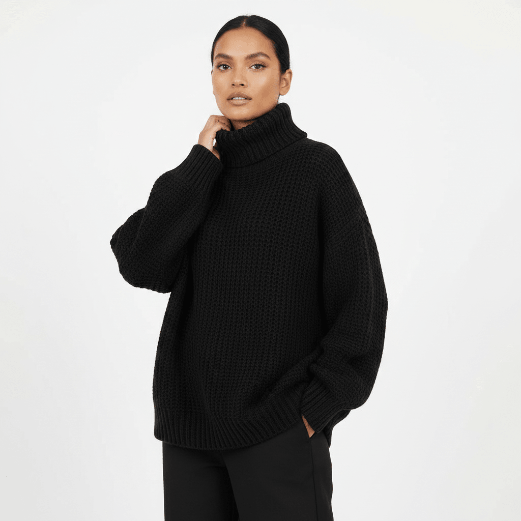 Wieke - Trui Dames Oversized Grofgebreid met Hoge Col Nonchalant