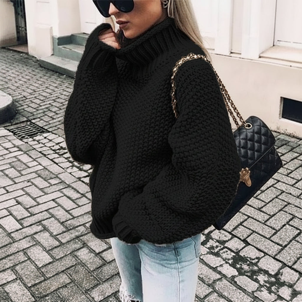 Wieke - Trui Dames Oversized Grofgebreid met Hoge Col Nonchalant