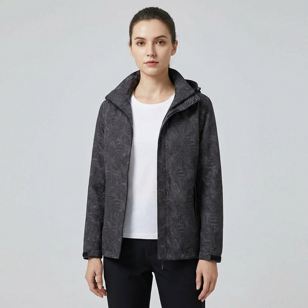 Annemijn - Tussenjas Dames met Capuchon en Bladerprint Comfortabel