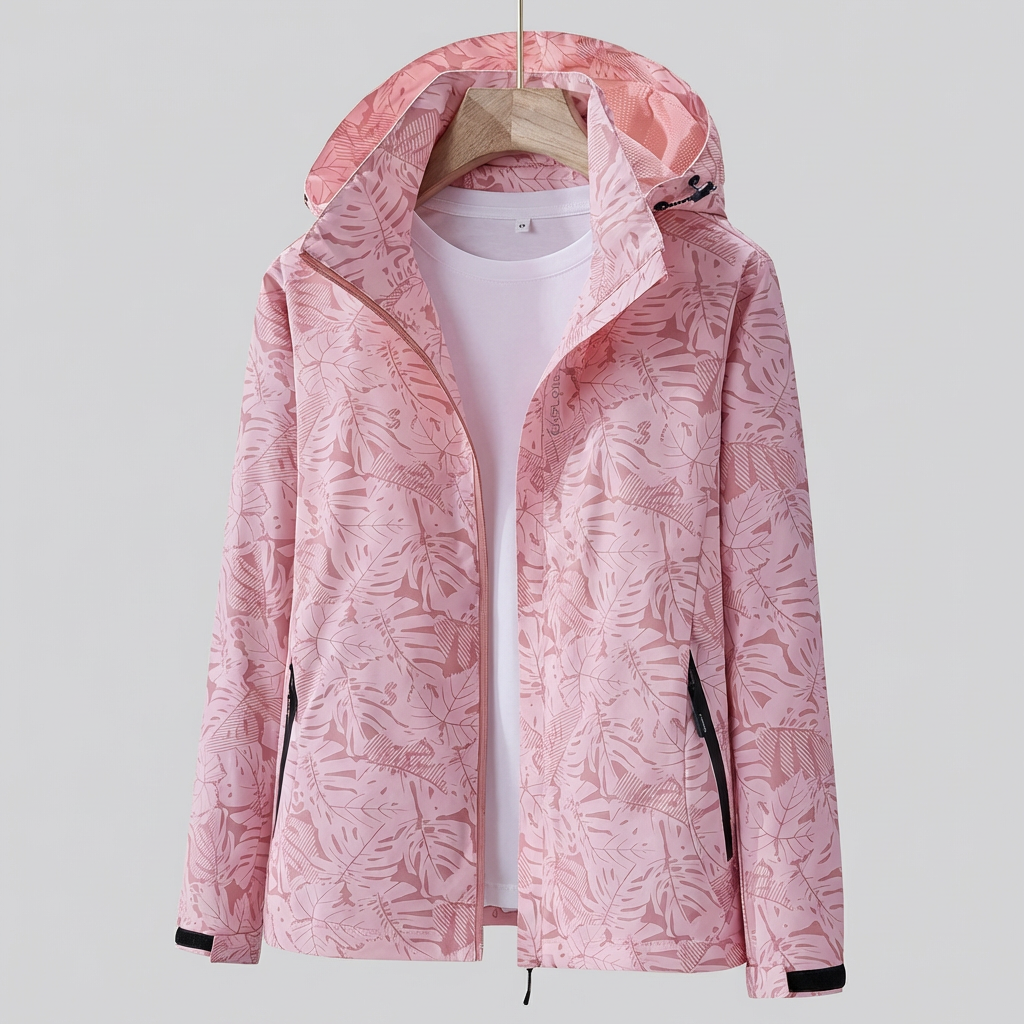 Annemijn - Tussenjas Dames met Capuchon en Bladerprint Comfortabel