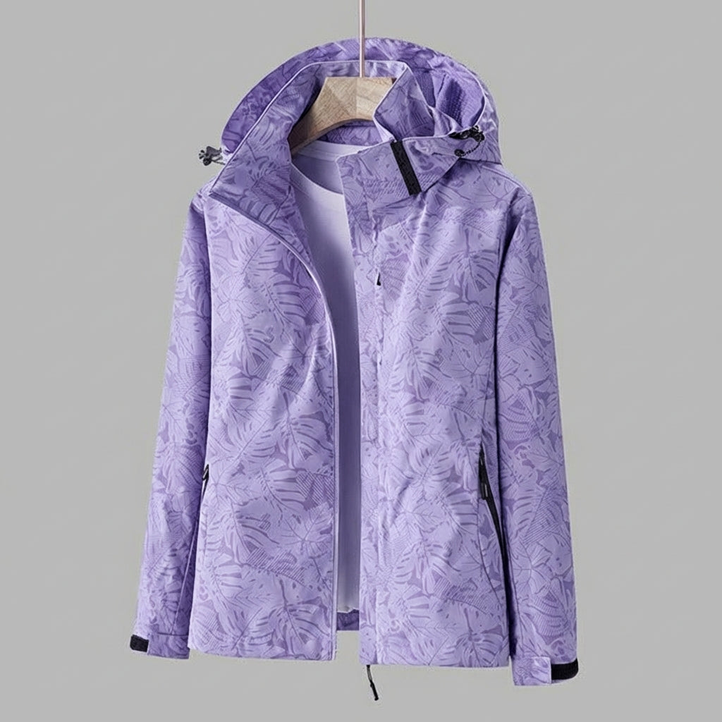 Annemijn - Tussenjas Dames met Capuchon en Bladerprint Comfortabel