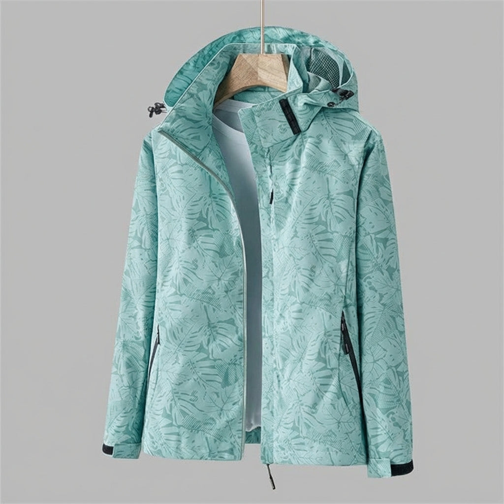 Annemijn - Tussenjas Dames met Capuchon en Bladerprint Comfortabel