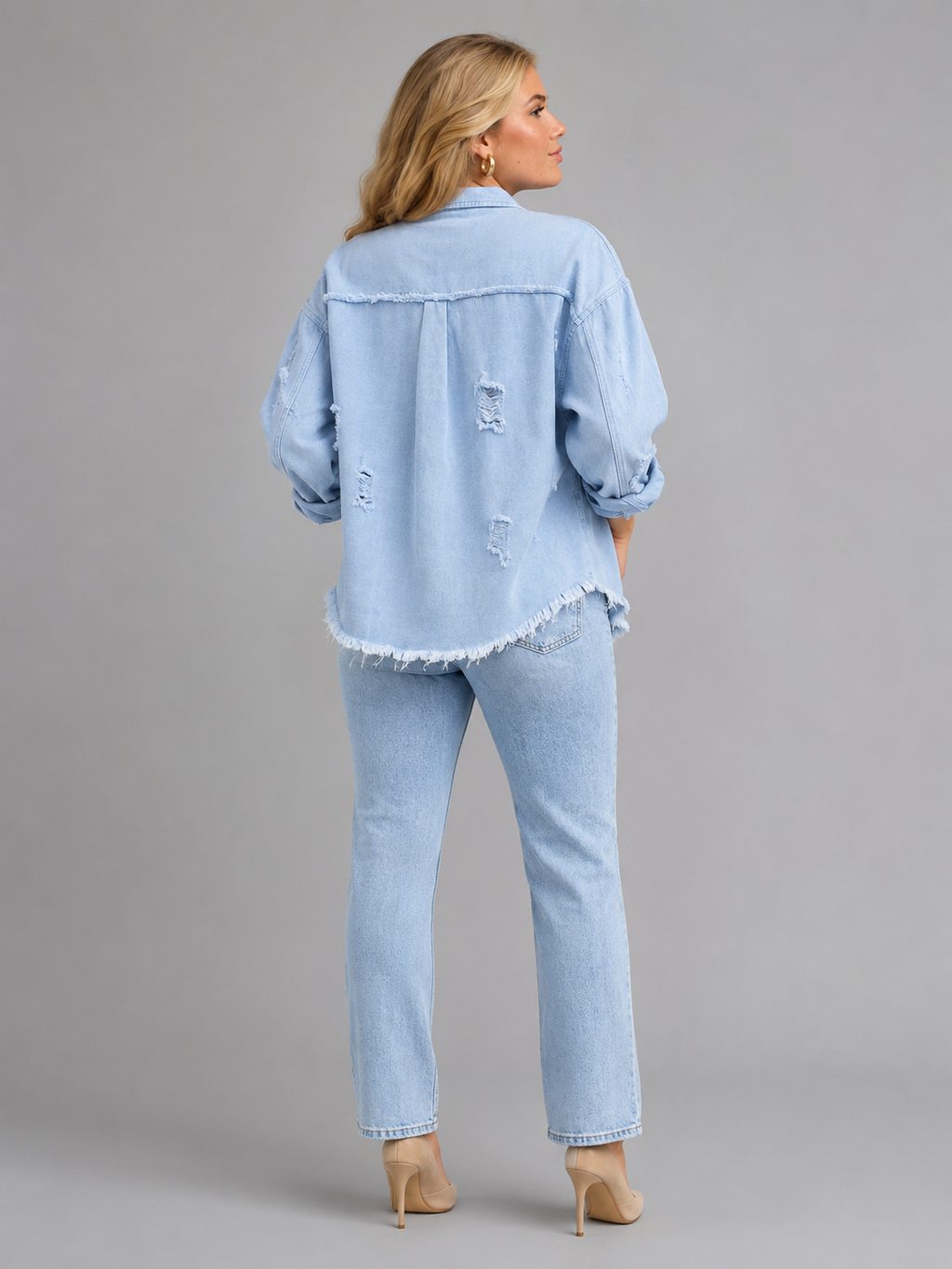 Sjoukje - Tussenjas Dames Oversized met Drukknopen en Gerafelde Zoom Urban