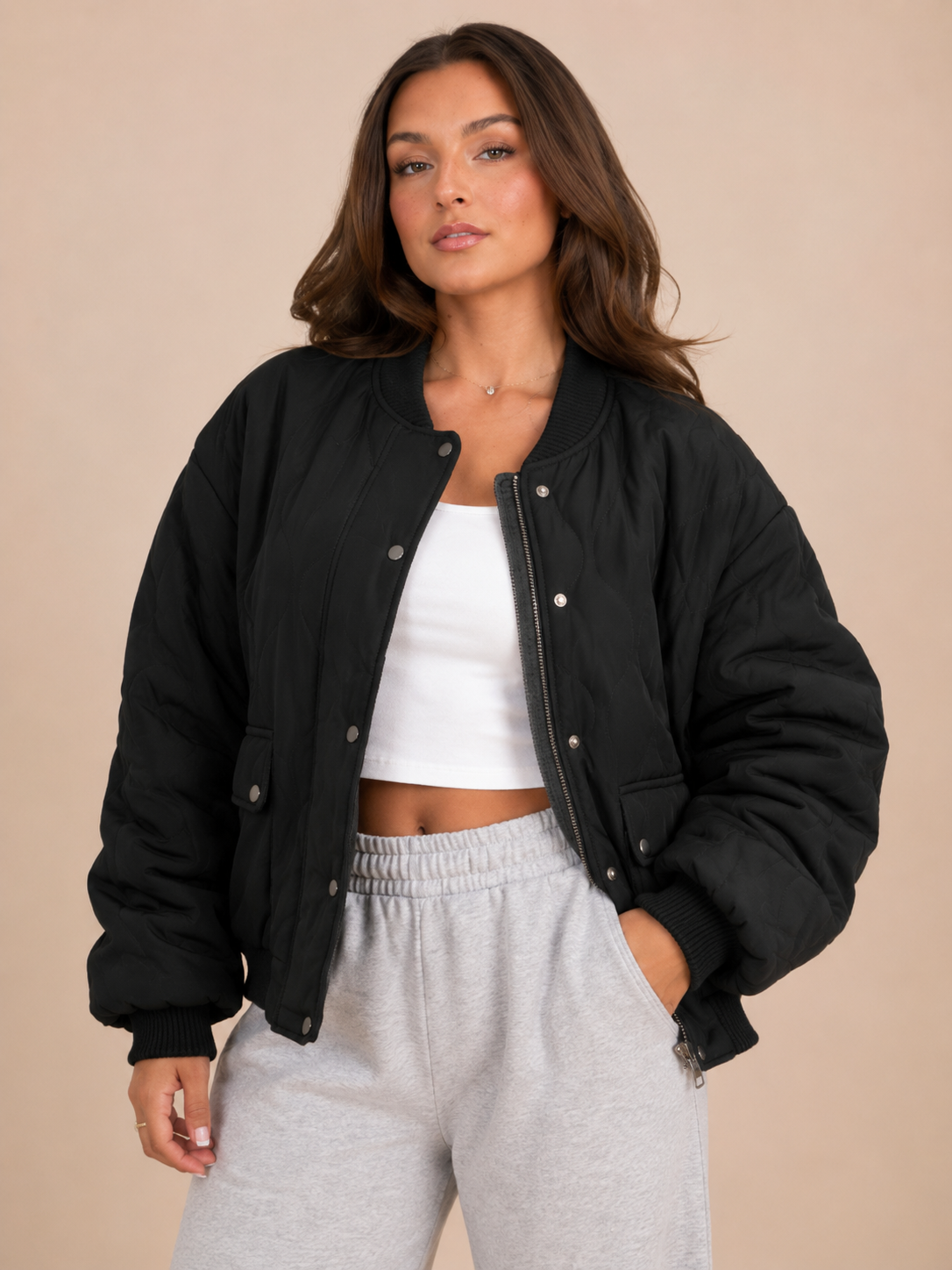 Bomberjack Dames Oversized Gewatteerd met Rits en Klepzakken Casual