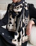 Sjaal Dames Oversized met Grafische Print en Franjes Warm