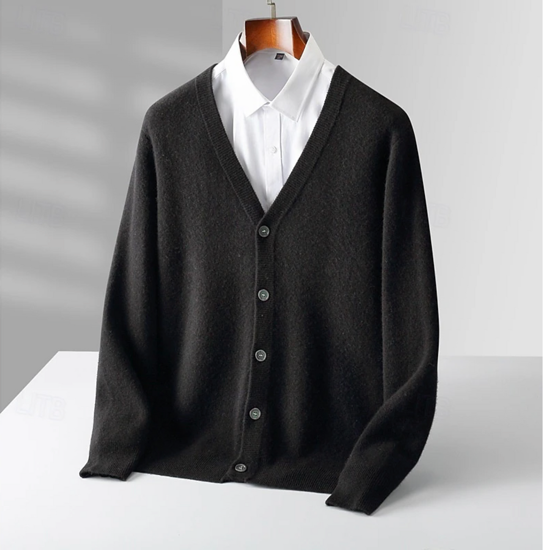 Cardigan Heren Gebreid met V Hals en Knoopsluiting Smart Casual