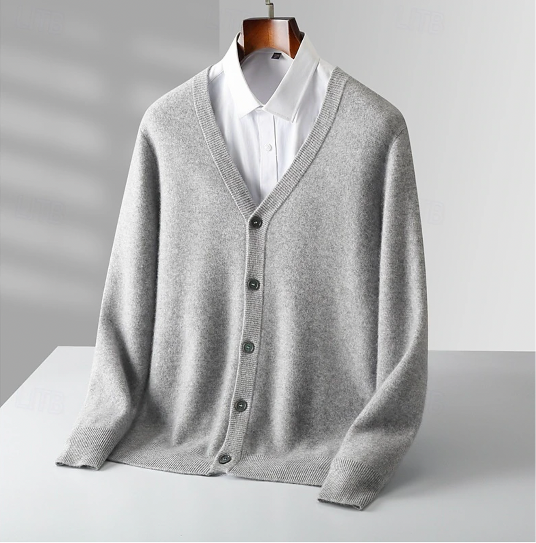 Cardigan Heren Gebreid met V Hals en Knoopsluiting Smart Casual