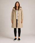 Trenchcoat Dames Halflang met Capuchon en Opstaande Kraag Klassiek