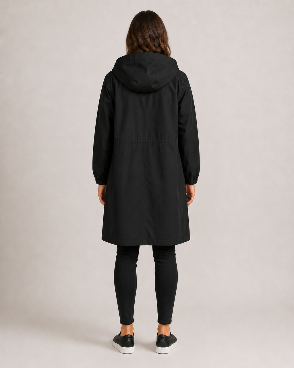 Trenchcoat Dames Halflang met Capuchon en Opstaande Kraag Klassiek