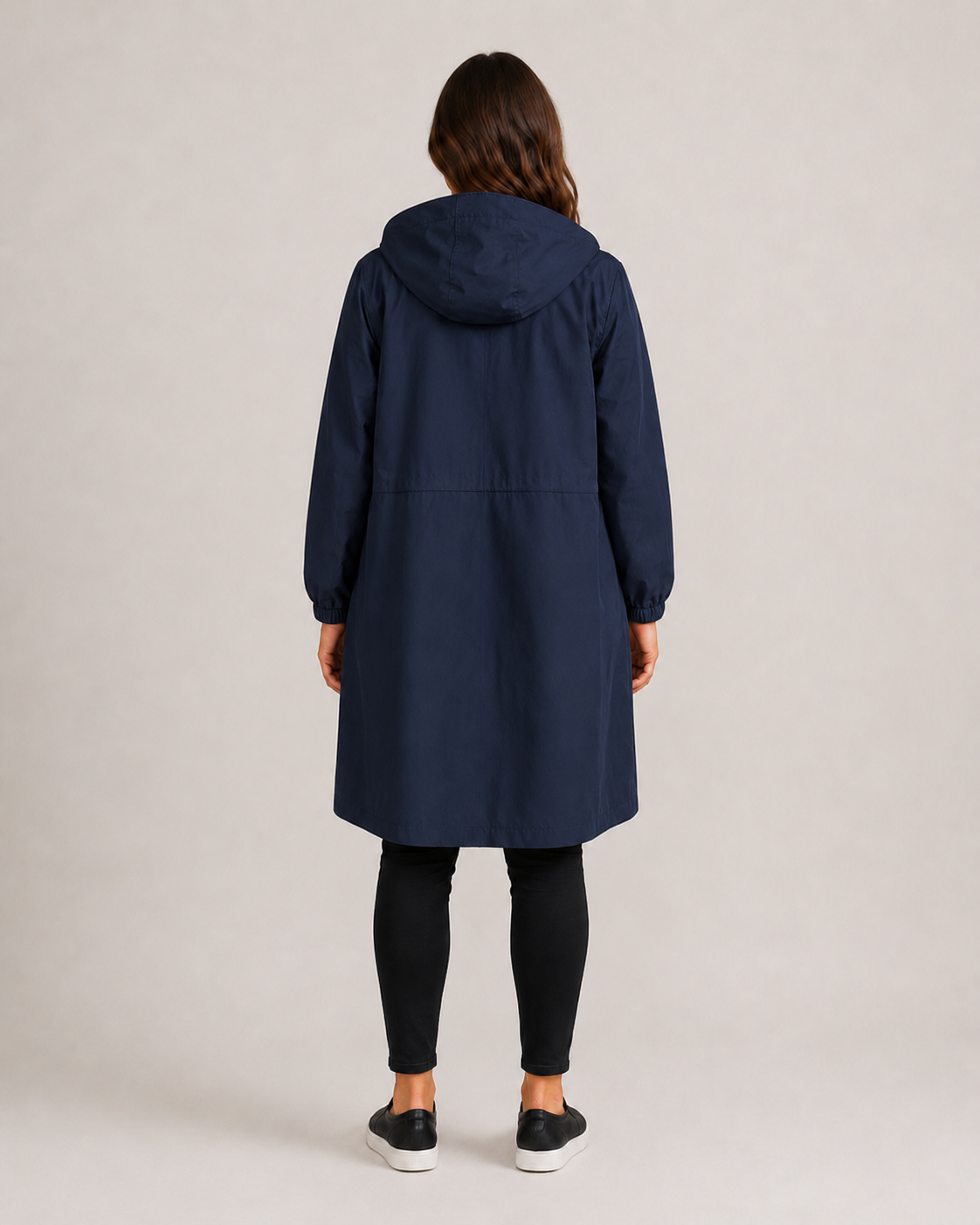 Trenchcoat Dames Halflang met Capuchon en Opstaande Kraag Klassiek