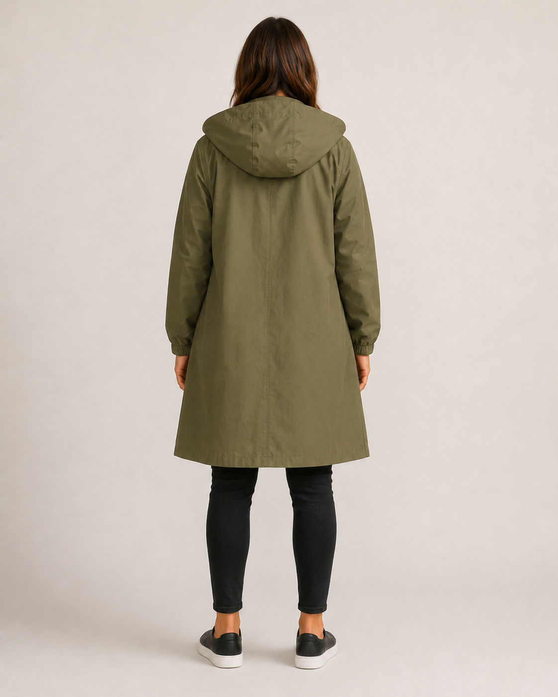 Trenchcoat Dames Halflang met Capuchon en Opstaande Kraag Klassiek
