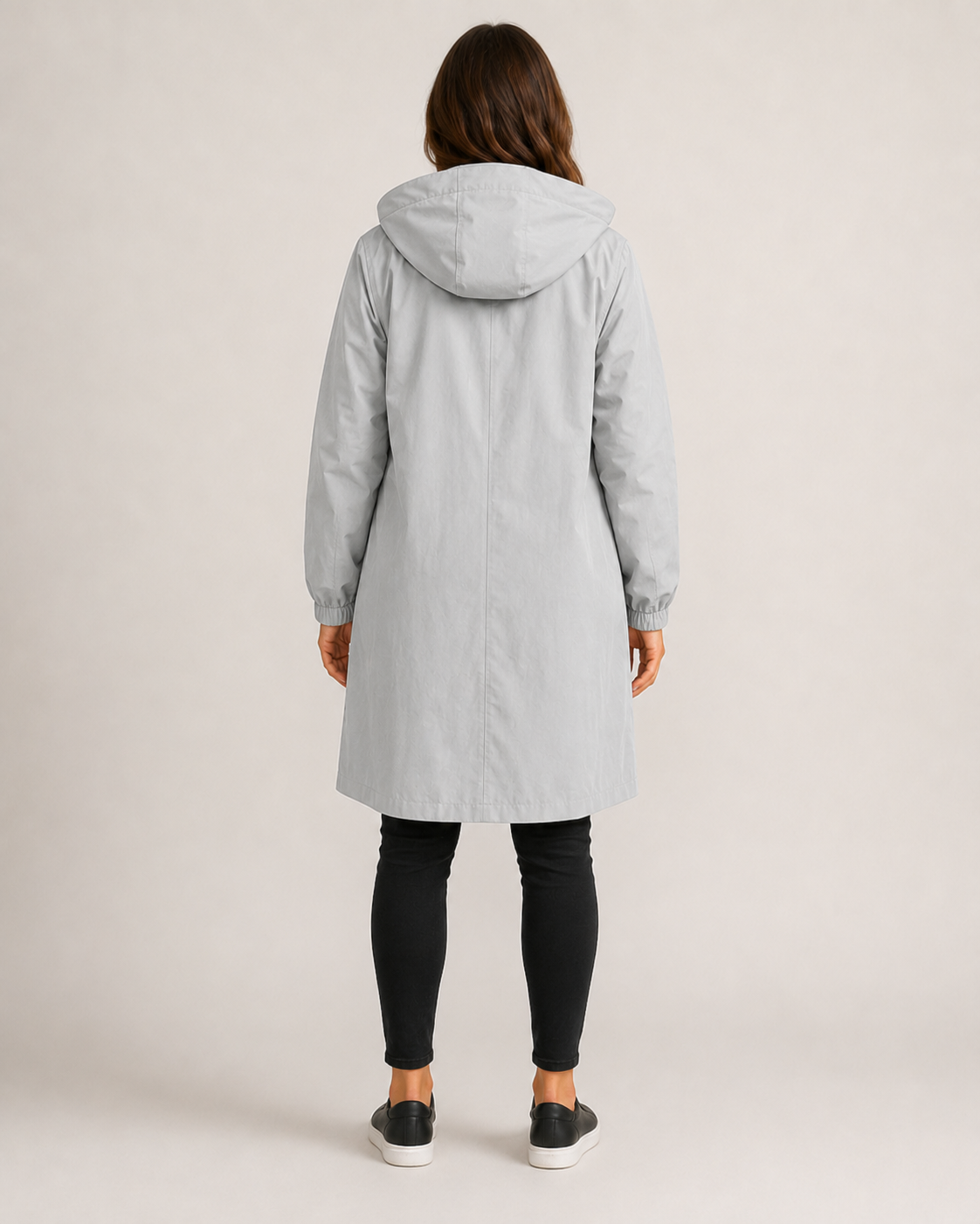 Trenchcoat Dames Halflang met Capuchon en Opstaande Kraag Klassiek