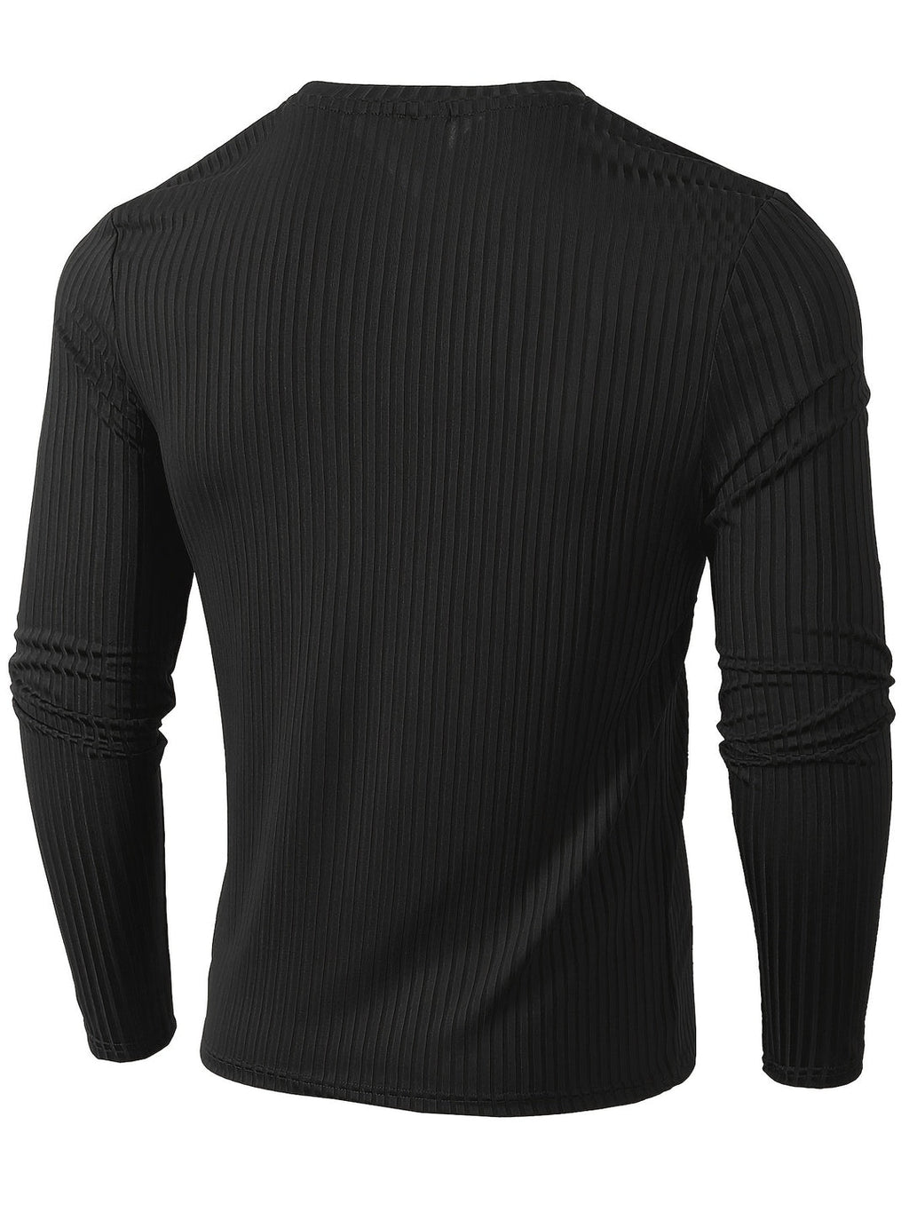 Longsleeve Heren Slim Fit Geribbeld met Ronde Hals Casual